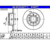 2x Disco freno pieno 24.0310-0277.1 ATE per SEAT VW SKODA AUDI