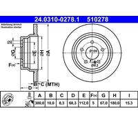 2x Disco freno pieno 24.0310-0278.1 ATE per MERCEDES-BENZ CLASSE E T-Model CLS