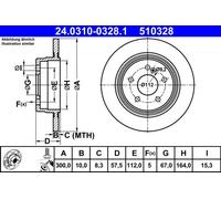 1X Disco freno ATE 24.0310-0328.1 per MERCEDES-BENZ W204) 3 2009-2014