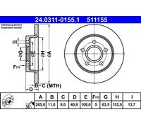 ATE Disco freno Power Disc 24.0311-0155.1, 1 pezzo