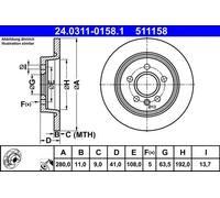 2x Disco freno pieno 24.0311-0158.1 ATE per VOLVO FORD