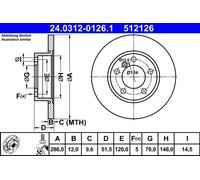 Disco freno ATE Power Disc 24.0312-0126.1, 1 Pezzo