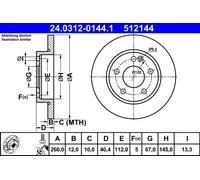 Disco freno ATE PowerDisc 24.0312-0144.1, 1 Pezzo