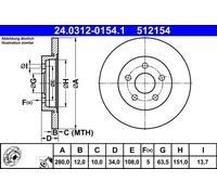 ATE Disco freno TEVES 24.0312-0154.1 1 pezzo