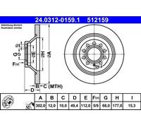 2x Disco freno pieno 24.0312-0159.1 ATE per AUDI A6 C6 A6 C6 Avant