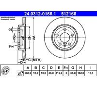 2x Disco freno pieno 24.0312-0166.1 ATE per AUDI SEAT