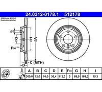Disco freno ATE PowerDisc 24.0312-0178.1, 1 Pezzo