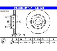 2x Disco freno pieno 24.0313-0178.1 ATE per VW SEAT