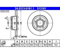 Disco freno ATE Power Disc 24.0313-0181.1, 1 Pezzo