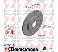 2x Disco freno pieno 250.1345.52 ZIMMERMANN per JAGUAR FORD
