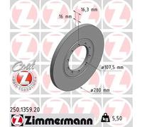 2x Disco freno pieno 250.1359.20 ZIMMERMANN per FORD TRANSIT Furgone
