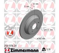 2x Disco freno pieno 250.1376.20 ZIMMERMANN per FORD MONDEO V Hatchback