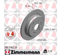 2x Disco freno pieno 280.3182.20 ZIMMERMANN per HONDA CR-V III CR-V IV