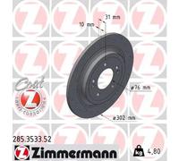 2x Disco freno pieno 285.3533.52 ZIMMERMANN per HYUNDAI KIA