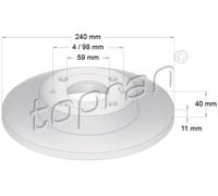 2x Disco freno pieno 304 230 TOPRAN per FIAT LANCIA FORD