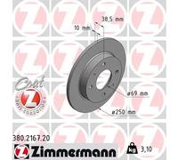 2x Disco freno pieno 380.2167.20 ZIMMERMANN per SMART MITSUBISHI