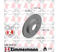 2x Disco freno pieno 400.3601.20 ZIMMERMANN per MERCEDES-BENZ CLASSE A