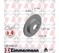 2x Disco freno pieno 430.1484.20 ZIMMERMANN per OPEL ASTRA G Hatchback ASTRA H