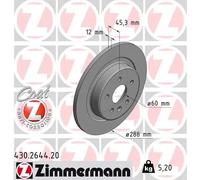 2x Disco freno pieno 430.2644.20 ZIMMERMANN per OPEL ASTRA K