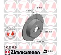2x Disco freno pieno 590.2579.20 ZIMMERMANN per TOYOTA COROLLA Familiare COROLLA
