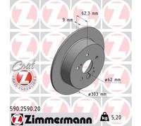 2x Disco freno pieno 590.2590.20 ZIMMERMANN per TOYOTA RAV 4 II