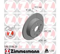 2x Disco freno pieno 590.2596.20 ZIMMERMANN per TOYOTA AVENSIS Tre volumi