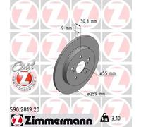 2x Disco freno pieno 590.2819.20 ZIMMERMANN per TOYOTA SUBARU