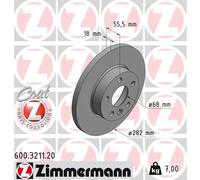 2x Disco freno pieno 600.3211.20 ZIMMERMANN per VW TRANSPORTER T4 Autobus