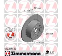 2x Disco freno pieno 610.1171.20 ZIMMERMANN per VOLVO 240 240 Kombi 760 940 960