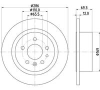 2x Disco freno pieno 8DD 355 103-741 HELLA per OPEL OMEGA B OMEGA B Familiare