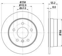 HELLA PAGID 8DD 355 106-951 Discofreno,50274PRO,rivestito,258mm,8mm,Pieno,per es. MERCEDES-BENZ