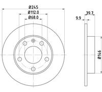 2x Disco freno pieno 8DD 355 107-541 HELLA per AUDI SEAT