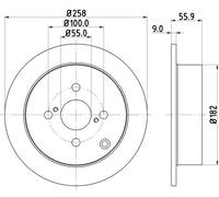 2x Disco freno pieno 8DD 355 110-471 HELLA per TOYOTA COROLLA COROLLA Tre volumi