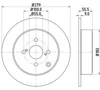 2x Disco freno pieno 8DD 355 110-511 HELLA PAGID per TOYOTA COROLLA