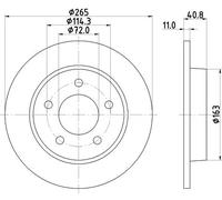 HELLA PAGID 8DD 355 110-901 Discofreno,54305,265mm,11mm,Pieno,per es. MAZDA