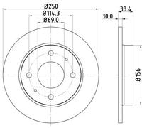 2x Disco freno pieno 8DD 355 111-531 HELLA per SMART MITSUBISHI