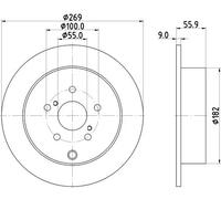 HELLA PAGID 8DD 355 114-891 Discofreno,54704PRO,rivestito,269mm,9mm,Pieno,per es. SCION / TOYOTA