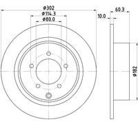 HELLA PAGID 8DD 355 115-491 Discofreno,54773PRO,rivestito,302mm,10mm,Pieno,per es. CHRYSLER / CITROEN / DODGE / JEEP