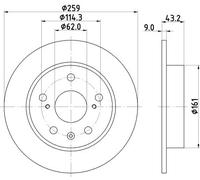 HELLA PAGID 8DD 355 120-531 Discofreno,55684PRO,rivestito,259mm,9mm,Pieno,per es. SUZUKI