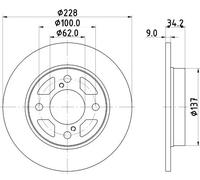 2x Disco freno pieno 8DD 355 132-041 HELLA per SUZUKI SWIFT V BALENO
