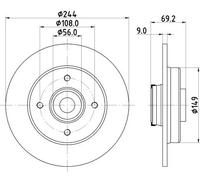 2x Disco freno pieno 8DD 355 132-161 HELLA per PEUGEOT CITROËN OPEL