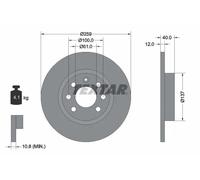 Textar Disco freno 92050600 Anteriore Pieno Ø259 mm 2x per Volvo 480/440/460