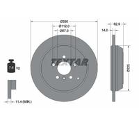 TEXTAR Disco freno 92150803 posteriore pieno 1 pezzo