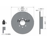 2x Disco freno pieno 92164603 TEXTAR per FIAT OPEL