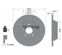 Disco freno TEXTAR 92176503 posteriore, pieno, 1 Pezzo