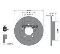 Textar Disco freno 92226103 posteriore pieno Ø258 mm per Hyundai/Kia