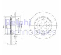 2x Disco freno pieno BG3055 DELPHI per FORD MAZDA