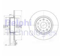 2x Disco freno pieno BG3076 DELPHI per LANCIA ALFA ROMEO