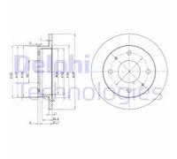 2x Disco freno pieno BG3337 DELPHI per HYUNDAI ATOS