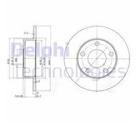 2x Disco freno pieno BG3381 DELPHI per AUDI VW
